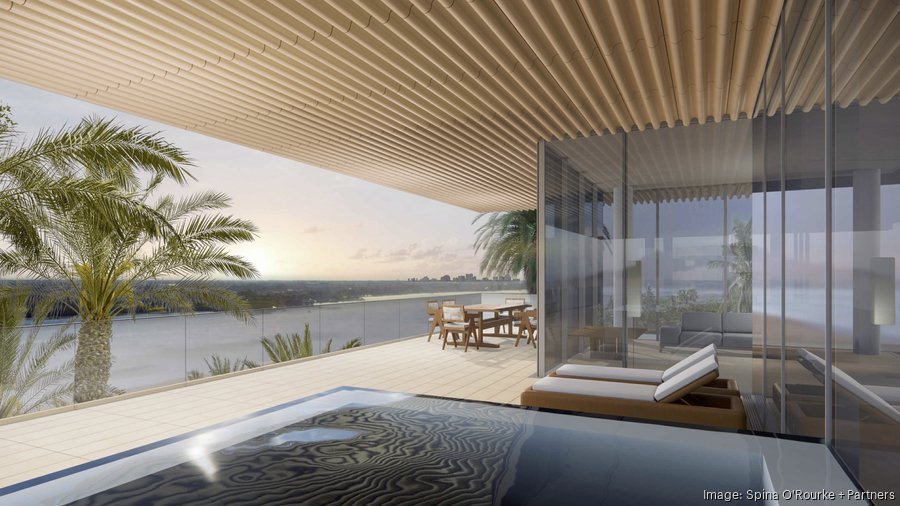 Private terrace with pool and intracoastal views